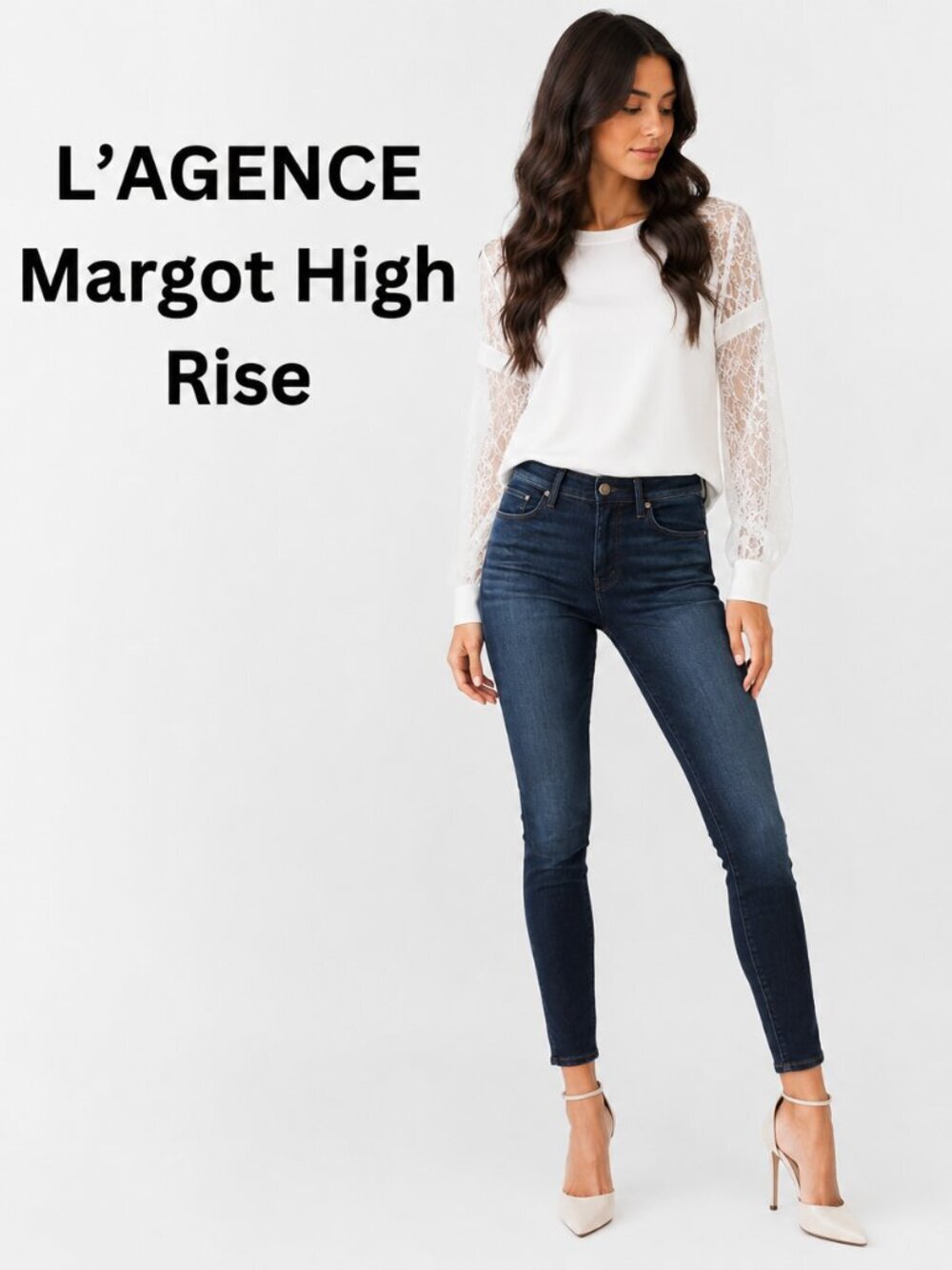 L'AGENCE  Margo High Rise Skinny Vintage Blue Dark Wash Sz 24 $275 Retail NWT